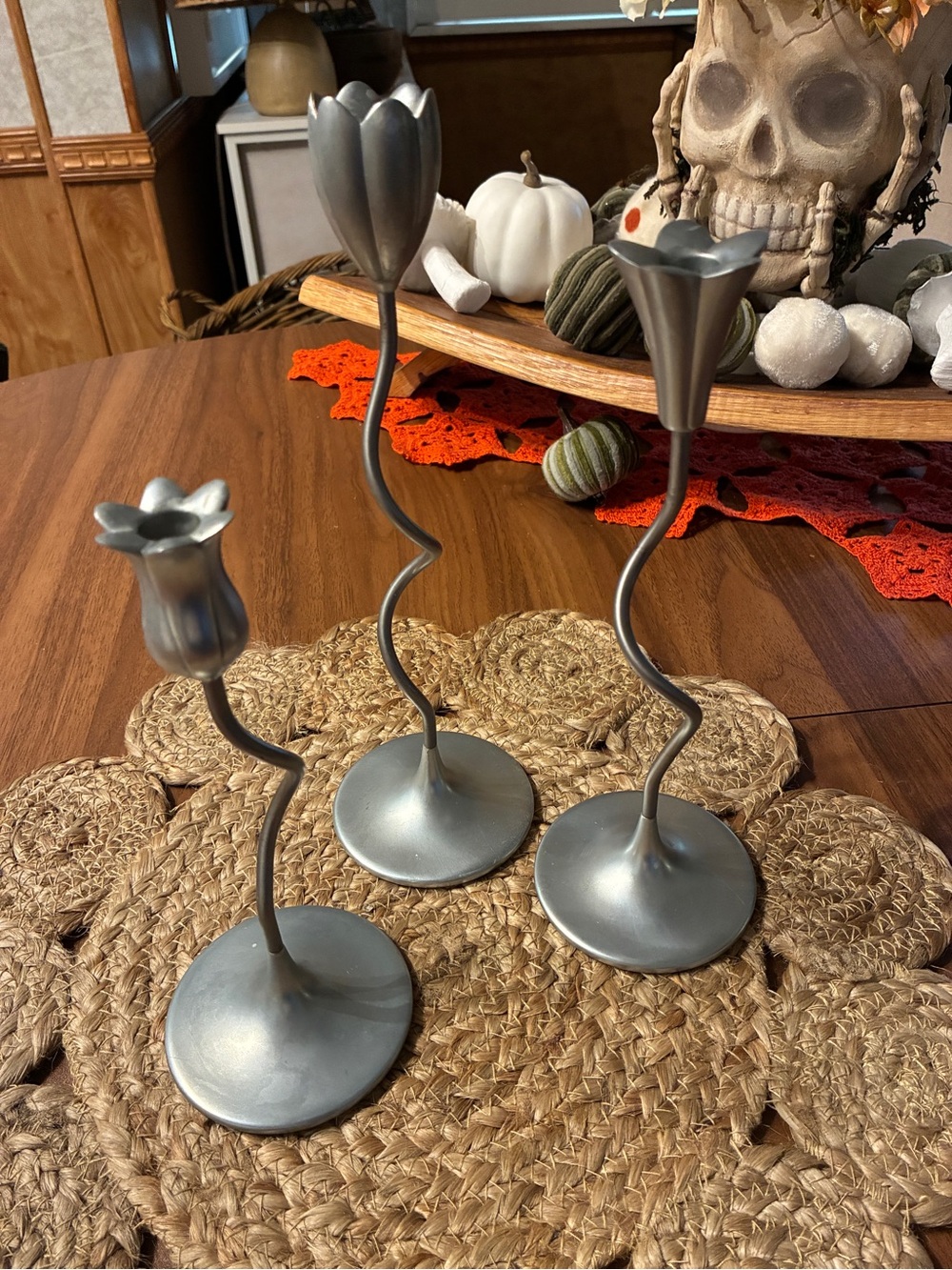 PartyLite candlesticks dancing slims set of 3